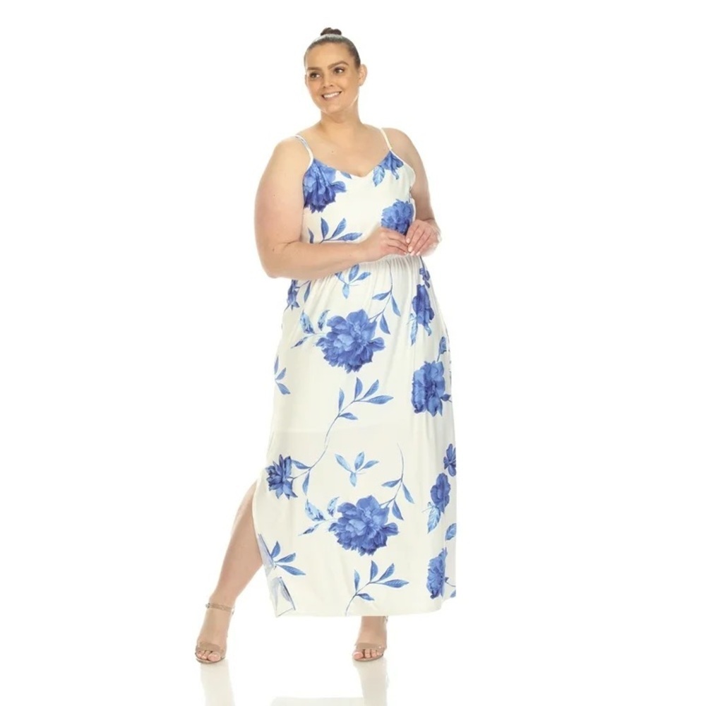 Mark Women's White and Blue Floral Maxi Dress - Picture 5 of 5